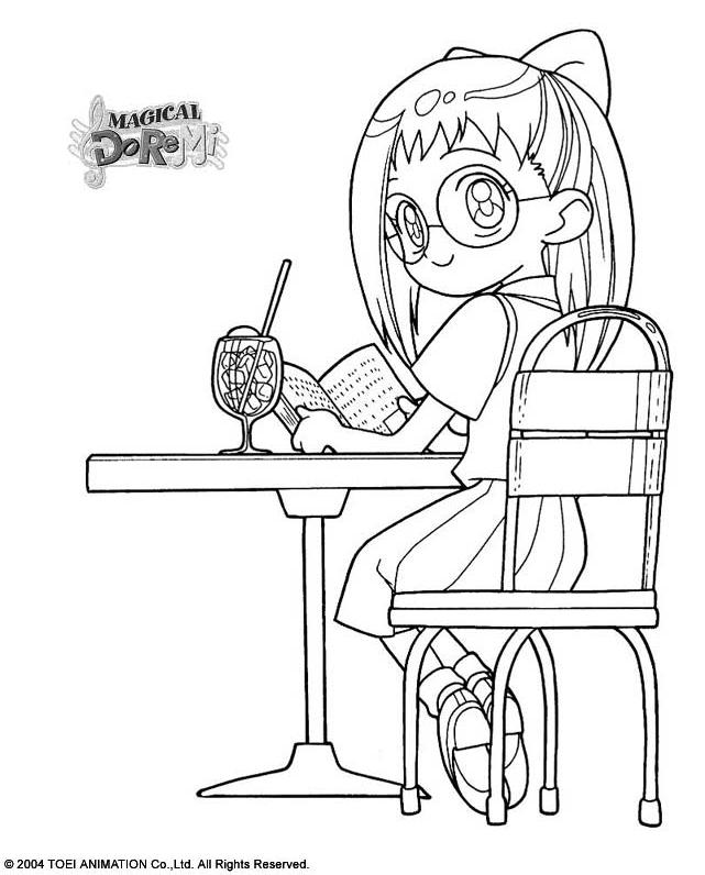 coloriage magical doremi emilie etudie